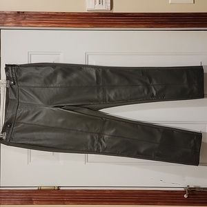 Worth New York 100% Leather/Knit Combo Straight Leg Pants  Brown & Green Size 8